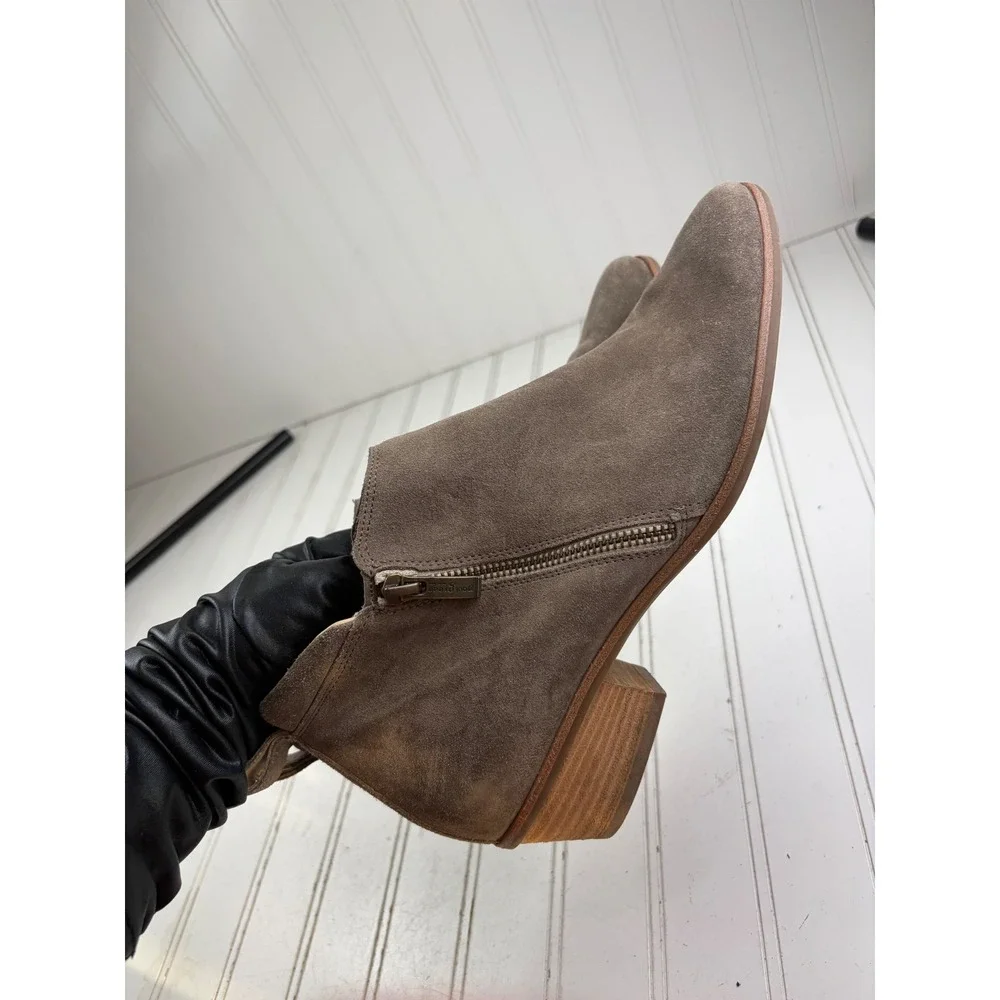 Paul Green Brown Suede Ankle Booties Side Zip Low Heel Women's Size 7